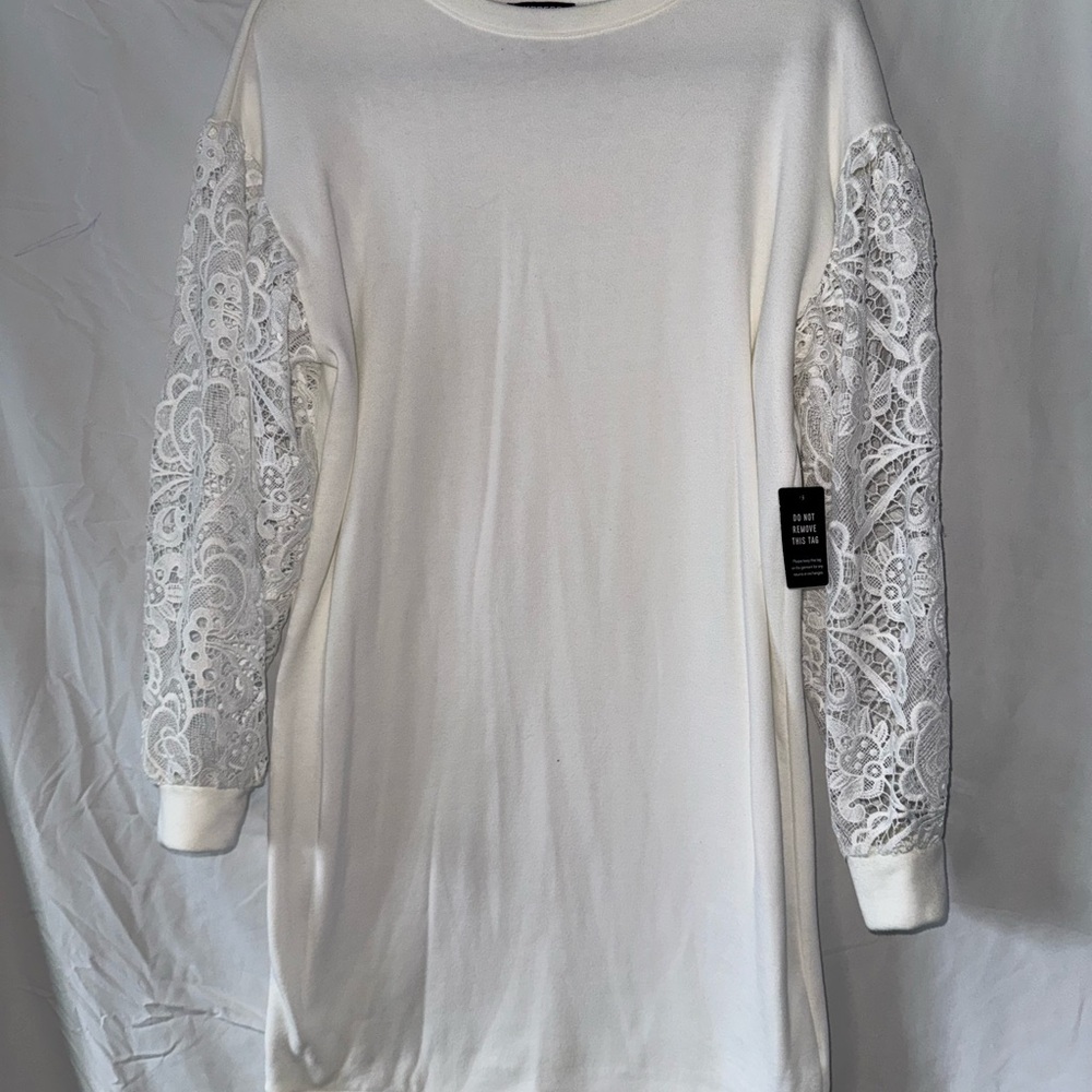 Express White Long Sleeve Lace Dress
